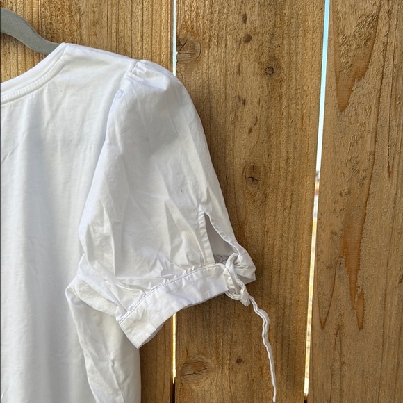 Michael Kors White Tie Front Short Sleeve Blouse - Picture 7 of 12